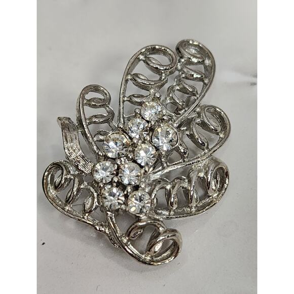 Vintage Clear Rhinestone Mid Century Brooch - Picture 3 of 7